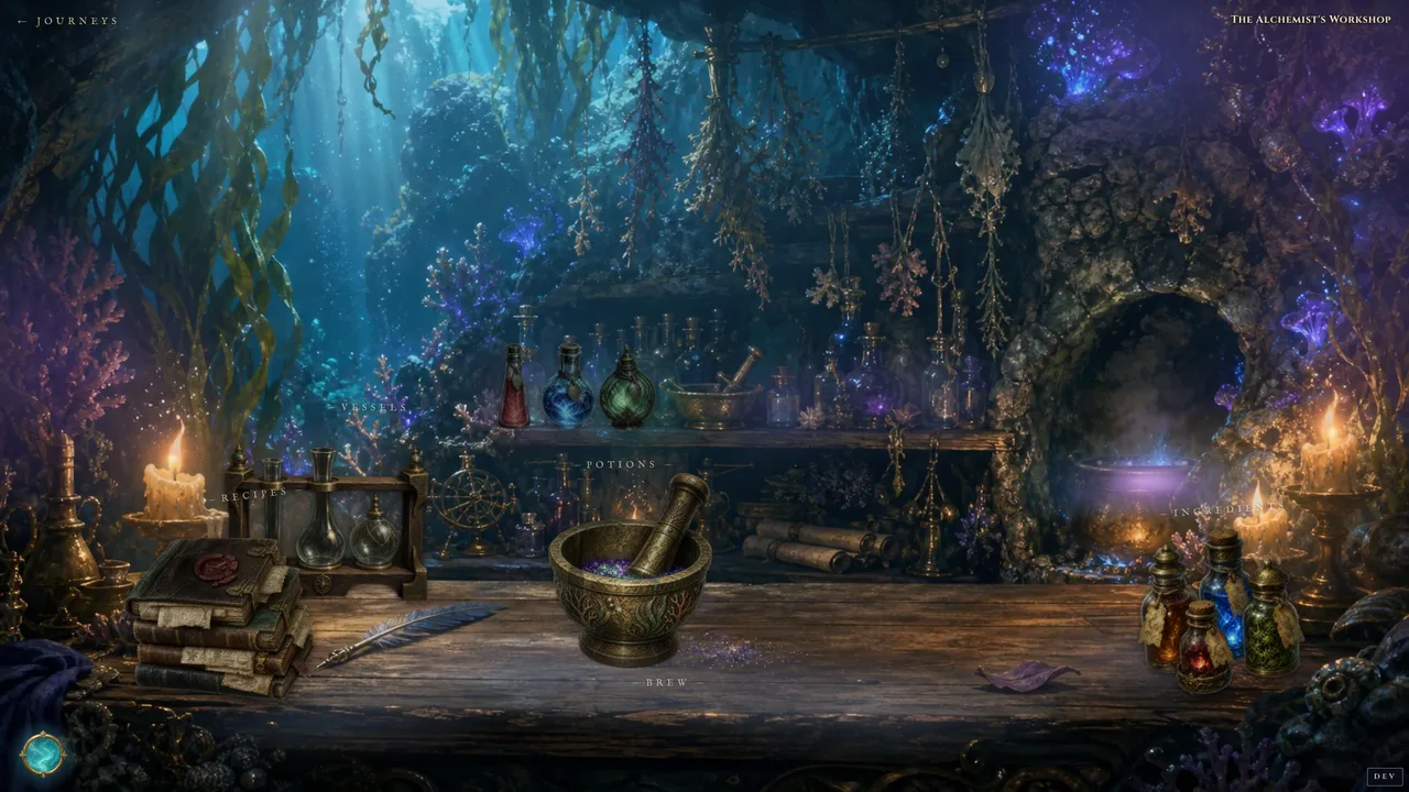 The apothecary, an Ancient Oasis game screen