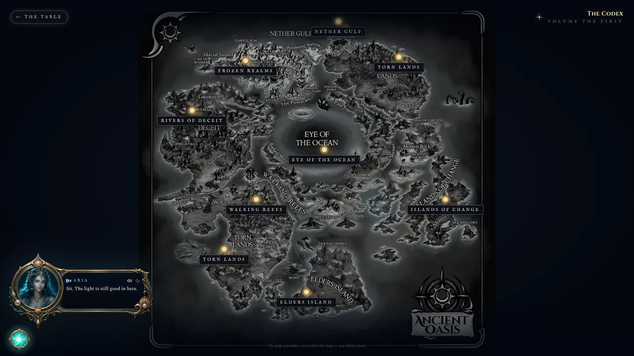 The codex, an Ancient Oasis game screen